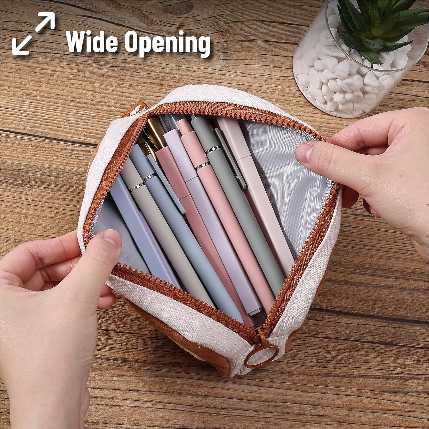 Large Boho Pencil Pouch, Rainbow Canvas Case with Zipper, School & College Supplies - Image 6